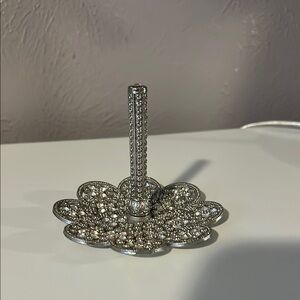 Intricate Silver Floral Ring Holder
